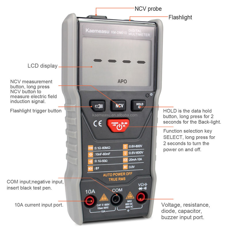 Горячая продажа 6000 счетов NCV True RMS Smart Measurement Мини карманные цифровые мультиметры 01A