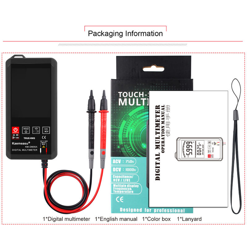 Дисплей EBTN Touch Digital Multimeter 6000 Count Digital Multimeter Ncv Функция нейтральная живая проволока тест цифровой мультиметр