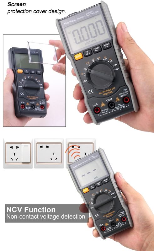 Электрический мультиметр против ожогов True-rms Ncv Ohm Hz Tester Умные цифровые мультиметры с температурным зондом