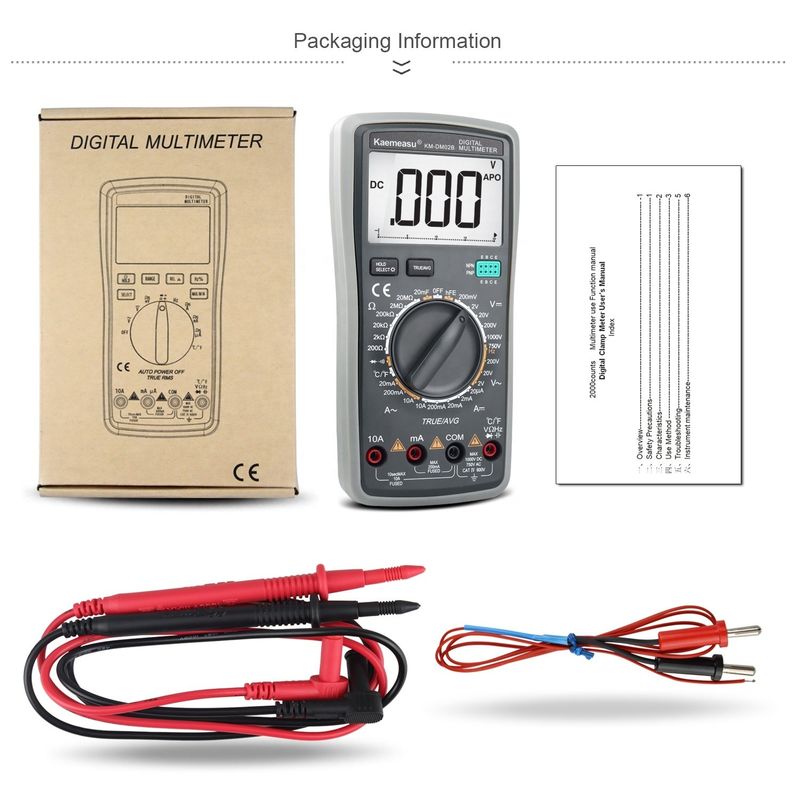 Цифровой мультиметр DC AC True RMS 1000V Электронный мультитестер Anti Burn Автоматический мультиметр с температурным зондом