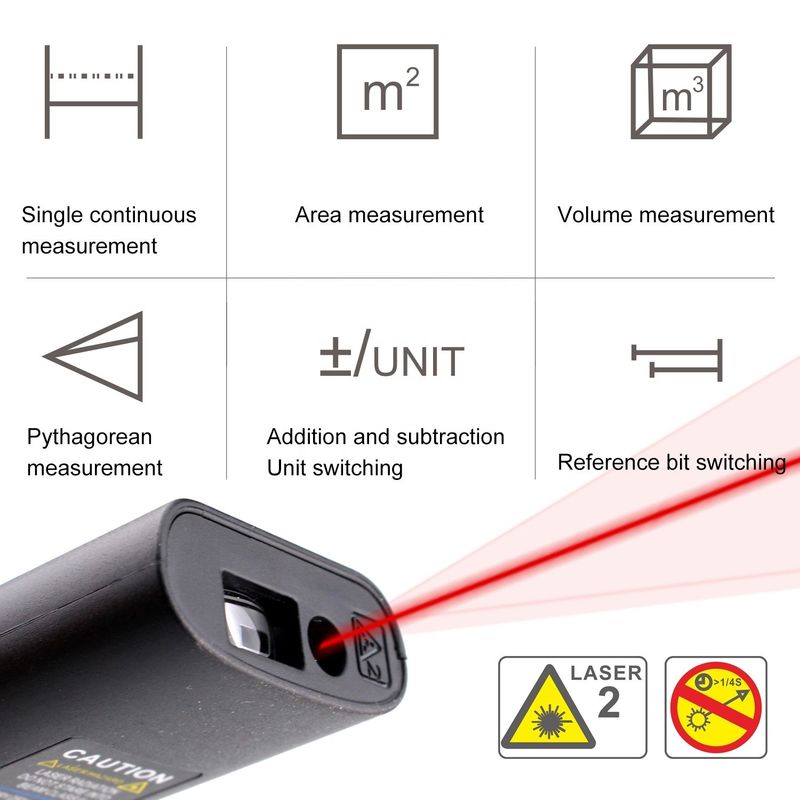 40м Мини ручной USB перезаряжаемый лазерный дальномер высокоточного инфракрасного электронного линейщика лазерный дальномер